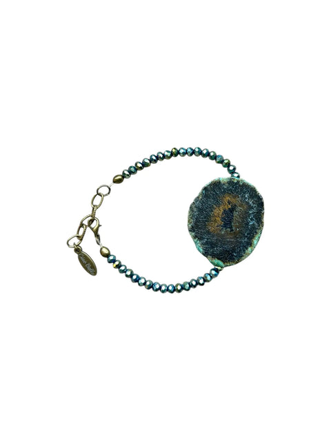 Boho Chic Turquoise Agate Bracelet 7 Inch Adjustable – Iridescent Crystal Beads | Handmade in USA Michelle Marie Boutique  Bracelets