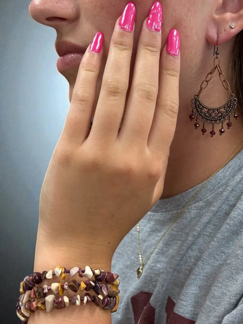 Boho Mookaite Wrap Bracelet and Red Crystal Dangle Earrings Set – Handmade Jewelry | Made in USA Michelle Marie Boutique  Bracelet Set