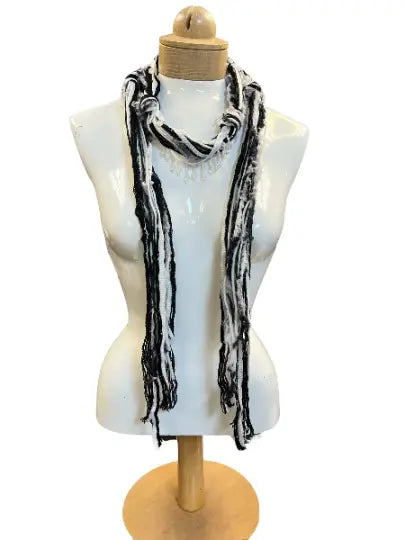 Boho Style Lightweight Black and White Scarf Necklace – Artisan Crafted Accessory | Made in USA by Ciao Bella Jewelry Michelle Marie Boutique  Scarf