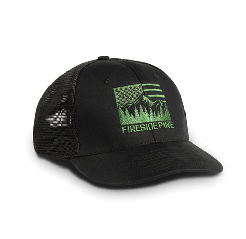 Boise River Snapback Hat – Brushed Cotton Front Mesh Back Adjustable Cap | Made in USA Fireside Pine 