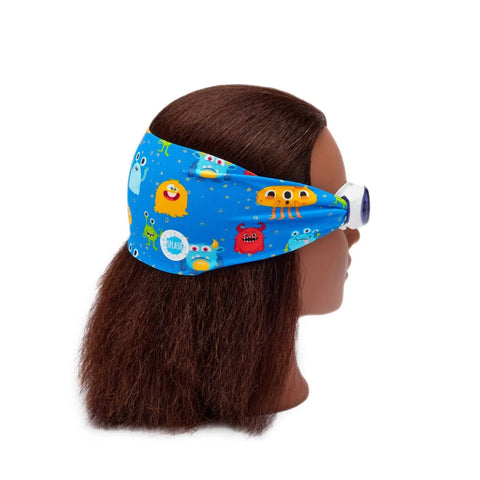 Boo Swim Goggles – Tangle-Free Monster Print Strap with Blue Lenses | One Size Fits All | Assembled In USA Splash Place  Swim Goggles