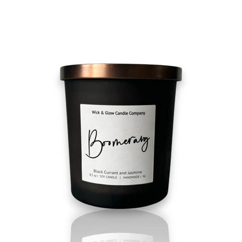 Boomerang-Black Currant and Jasmine Luxury Scented Candle Wick and Glow Candle Company™  Candles