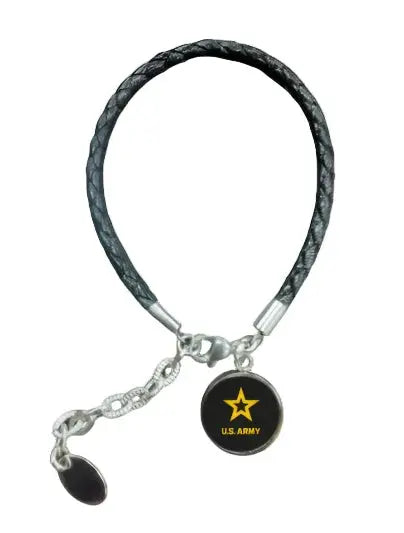 Braided Leather Military Charm Bracelet 7-8.25 Inch Adjustable – Veteran Gift | Made in USA Michelle Marie Boutique  Bracelet