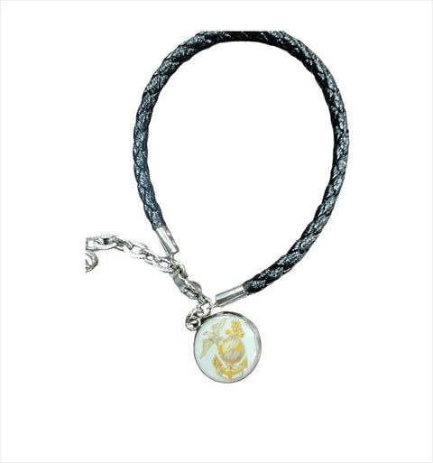 Braided Leather Military Charm Bracelet 7-8.25 Inch Adjustable – Veteran Gift | Made in USA Michelle Marie Boutique  Bracelet