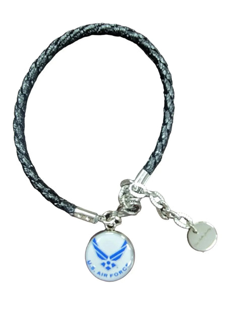 Braided Leather Military Charm Bracelet 7-8.25 Inch Adjustable – Veteran Gift | Made in USA Michelle Marie Boutique  Bracelet