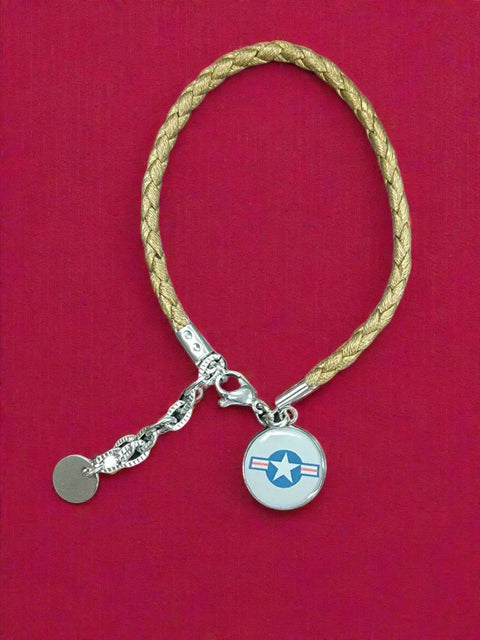 Braided Leather Military Charm Bracelet 7-8.25 Inch Adjustable – Veteran Gift | Made in USA Michelle Marie Boutique  Bracelet