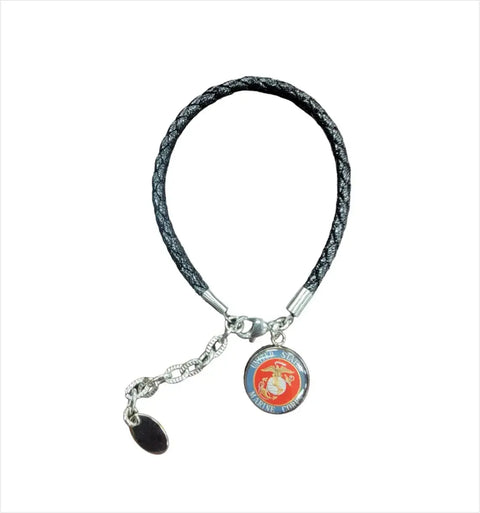 Braided Leather Military Charm Bracelet 7-8.25 Inch Adjustable – Veteran Gift | Made in USA Michelle Marie Boutique  Bracelet