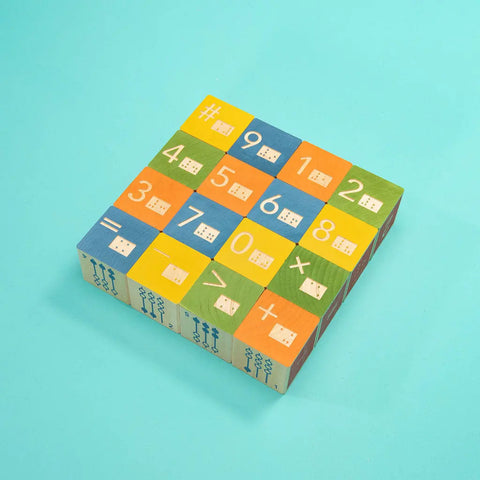 Braille Math Learning Blocks Set 16 Pc – 1.75 Inch Wooden Cubes for Kids | Uncle Goose Made in USA Uncle Goose  Abilities