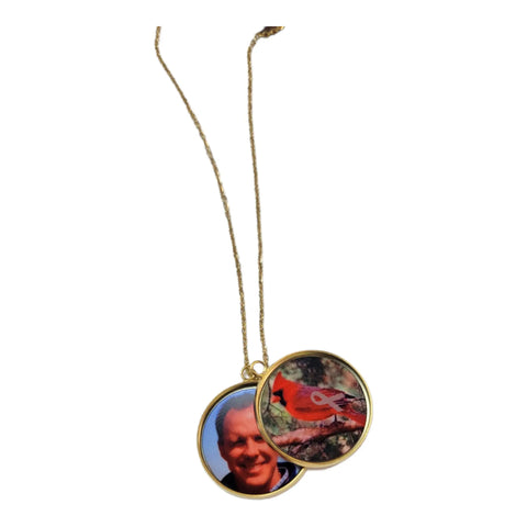 Brain Cancer Awareness Cardinal Memorial Necklace – Custom Photo Locket Pendant 16 Inch Chain | Made in USA Michelle Marie Boutique  Necklaces
