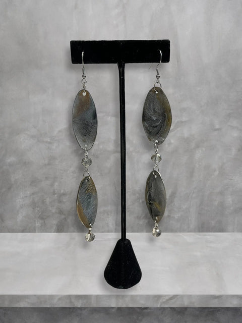 Brain Cancer Awareness Earrings 4.5 Inch Drop – Go Gray Resin Dangle Jewelry | Made in USA Michelle Marie Boutique 