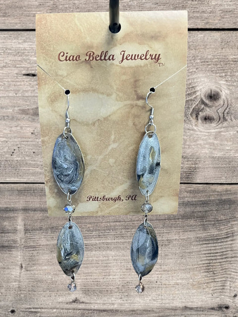 Brain Cancer Awareness Earrings 4.5 Inch Drop – Go Gray Resin Dangle Jewelry | Made in USA Michelle Marie Boutique 