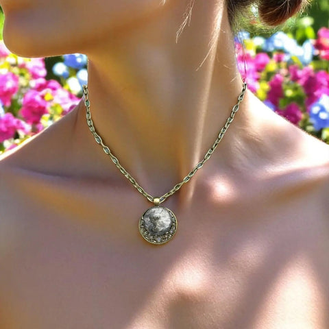Brain Cancer Awareness Gray Starry Night Pendant Necklace – Adjustable Silver Chain | Made in USA Michelle Marie Boutique  Pendant Necklace