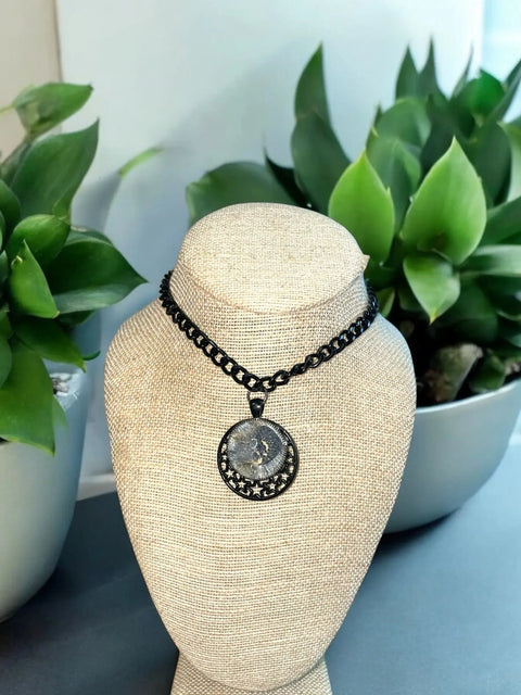 Brain Cancer Awareness Gray Starry Night Pendant Necklace – Adjustable Silver Chain | Made in USA Michelle Marie Boutique  Pendant Necklace