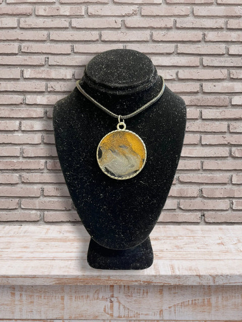 Brain Cancer Awareness Necklace 30mm Pendant – Swirl Resin Silver Alloy | Handmade in USA by Michelle Marie Boutique Michelle Marie Boutique 