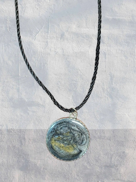 Brain Cancer Awareness Necklace 30mm Pendant – Swirl Resin Silver Alloy | Handmade in USA by Michelle Marie Boutique Michelle Marie Boutique 