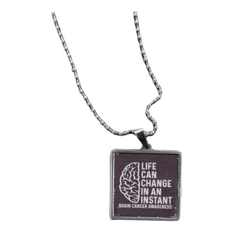 Brain Cancer Awareness Pendant Necklace - Go Gray Charity Necklace Michelle Marie Boutique  Necklaces