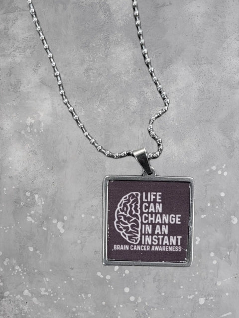 Brain Cancer Awareness Pendant Necklace - Go Gray Charity Necklace Michelle Marie Boutique  Necklaces
