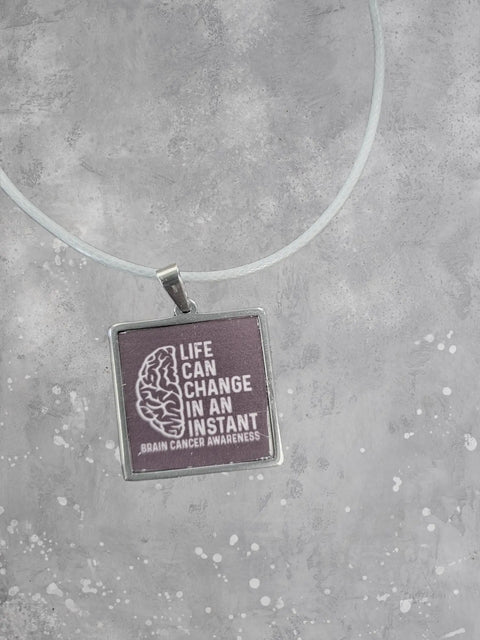 Brain Cancer Awareness Pendant Necklace - Go Gray Charity Necklace Michelle Marie Boutique  Necklaces