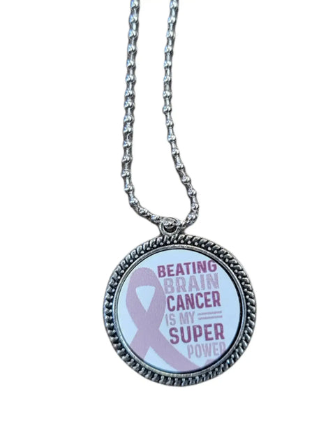 Brain Cancer Awareness Pendant Necklace - Go Gray Charity Necklace Michelle Marie Boutique  Necklaces