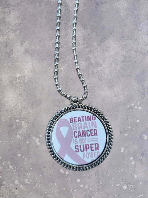 Brain Cancer Awareness Pendant Necklace - Go Gray Charity Necklace Michelle Marie Boutique  Necklaces