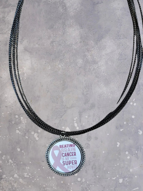 Brain Cancer Awareness Pendant Necklace - Go Gray Charity Necklace Michelle Marie Boutique  Necklaces