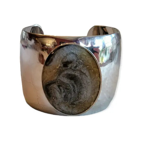 Brain Cancer Awareness Rhodium Silver Cuff Bracelet 30mm Oval Center – Charitable Jewelry | Made in USA Michelle Marie Boutique  Bracelets