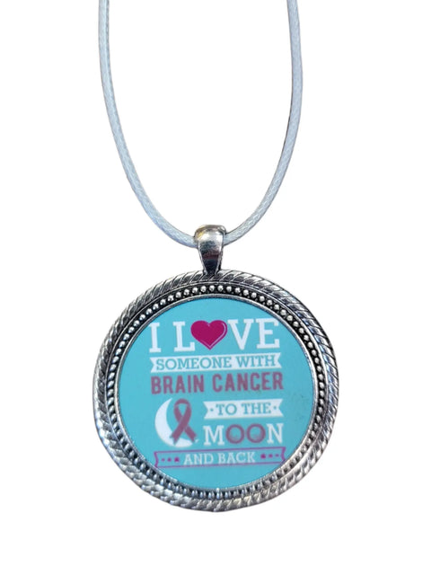 Brain Cancer Support Pendant Necklace 2 Inch – Gray Cord Adjustable 16 to 19 Inch | Made in USA Charity Jewelry Michelle Marie Boutique  Necklaces