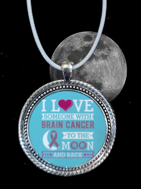 Brain Cancer Support Pendant Necklace 2 Inch – Gray Cord Adjustable 16 to 19 Inch | Made in USA Charity Jewelry Michelle Marie Boutique  Necklaces