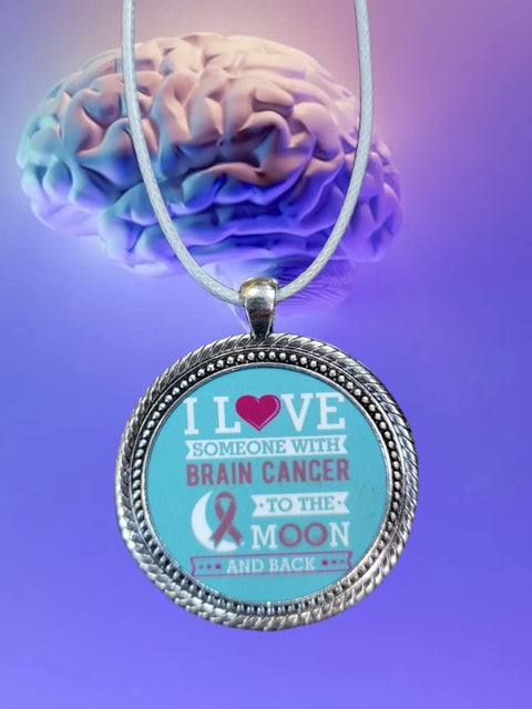 Brain Cancer Support Pendant Necklace 2 Inch – Gray Cord Adjustable 16 to 19 Inch | Made in USA Charity Jewelry Michelle Marie Boutique  Necklaces