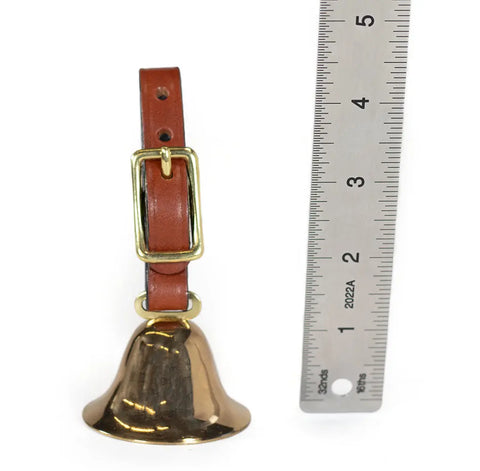 Brass Dog Collar Bell With Tan Leather Strap – Clear Sound Hunting Bell | Made in USA Auburn Leathercrafters  item