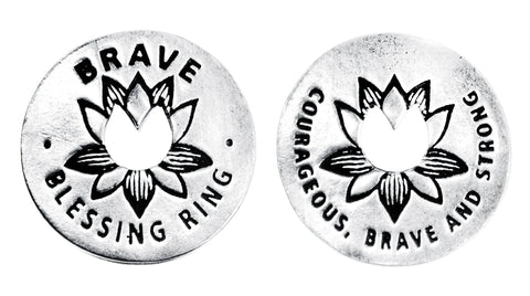 Brave Blessing Ring Charm – Handcrafted Recycled Pewter Flower Design | Courage Affirmation | Made in USA Whitney Howard Designs  Blessing Ring