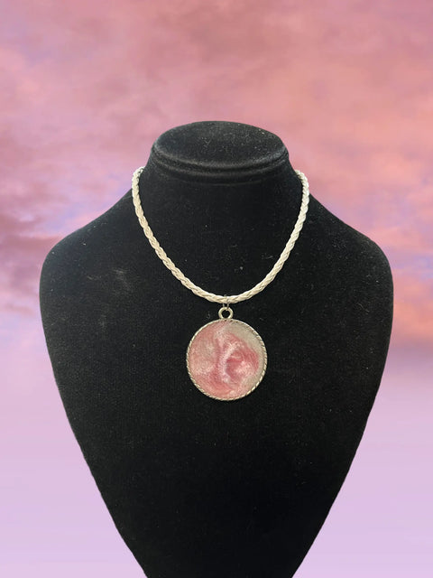 Breast Cancer Awareness Pendant on a White Leather Cord Michelle Marie Boutique  Necklaces
