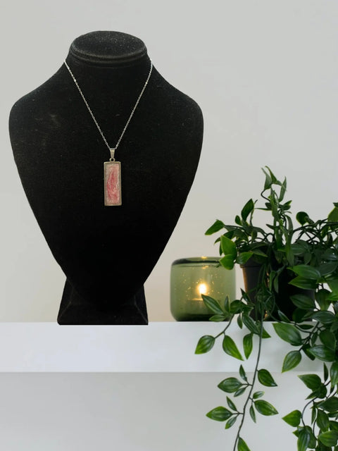 Breast Cancer Awareness Resin Pendant Necklace 2 Inch Rectangle – Stainless Steel Chain 16 Inch | Made in USA Michelle Marie Boutique  Necklaces