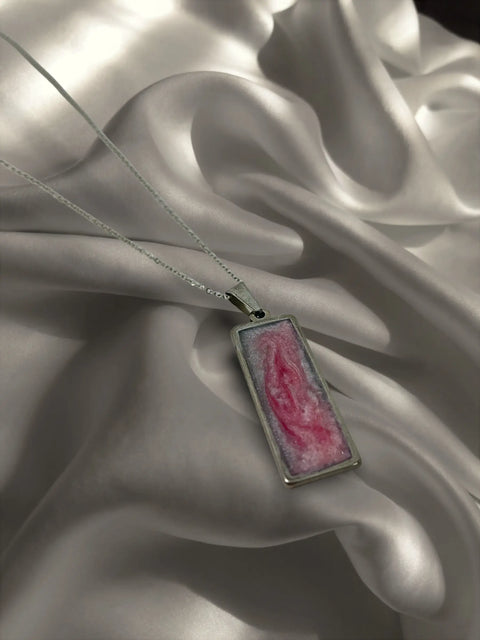 Breast Cancer Awareness Resin Pendant Necklace 2 Inch Rectangle – Stainless Steel Chain 16 Inch | Made in USA Michelle Marie Boutique  Necklaces