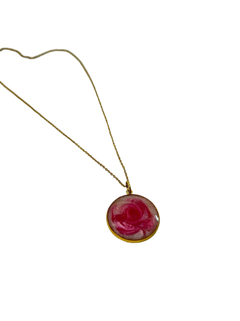 Breast Cancer Awareness Resin Pendant Necklace – 16 Inch Gold Plated Chain | Handmade Jewelry Made in USA Michelle Marie Boutique  Necklaces