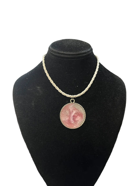 Breast Cancer Awareness Pendant on a White Leather Cord Michelle Marie Boutique  Necklaces