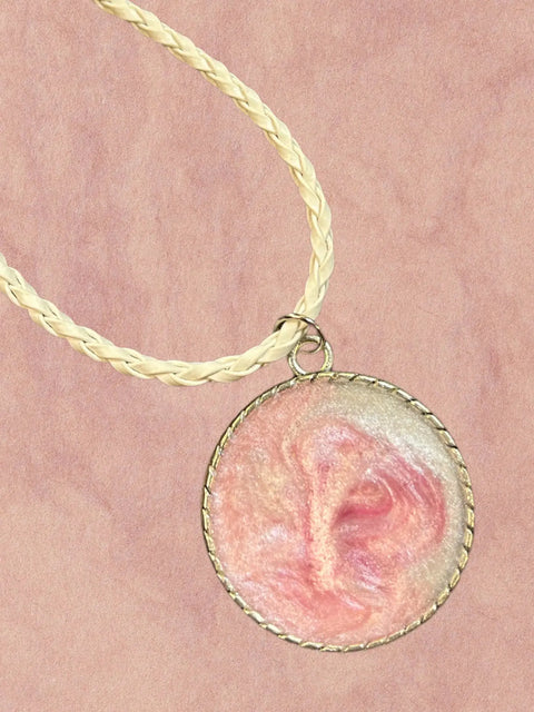 Breast Cancer Awareness Pendant on a White Leather Cord Michelle Marie Boutique  Necklaces