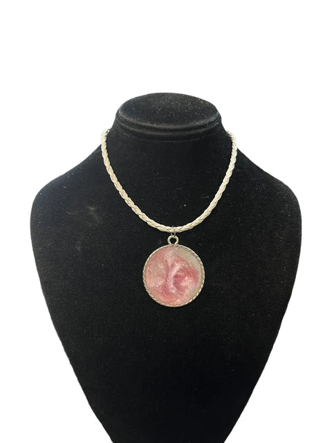 Breast Cancer Awareness Resin Pendant Necklace – 18 Inch White Leather Cord | Made in USA Michelle Marie Boutique  Necklaces