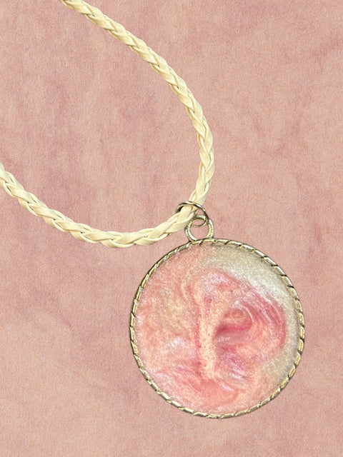 Breast Cancer Awareness Resin Pendant Necklace – 18 Inch White Leather Cord | Made in USA Michelle Marie Boutique  Necklaces