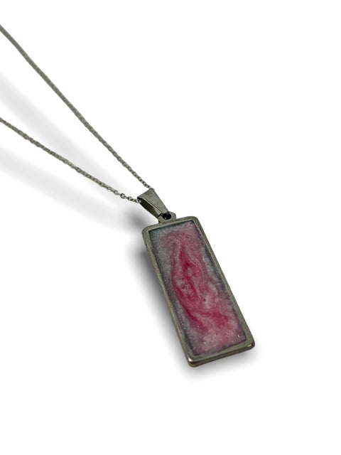 Breast Cancer Awareness Resin Rectangle Necklace Michelle Marie Boutique  Necklaces