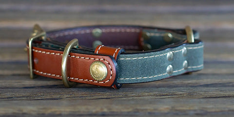 Brentwood Waxed Cotton Dog Collar With Center O-Ring – Durable Leather Field Collar | Made in USA Auburn Leathercrafters  item