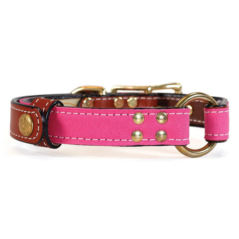 Brentwood Waxed Cotton Dog Collar With Center O-Ring – Durable Leather Field Collar | Made in USA Auburn Leathercrafters  item
