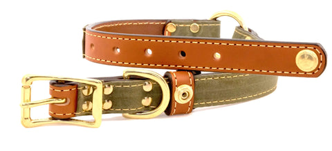 Brentwood Waxed Cotton Dog Collar With Center O-Ring – Durable Leather Field Collar | Made in USA Auburn Leathercrafters  item