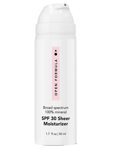 Broad Spectrum SPF 30 Mineral Sheer Face Moisturizer 1.7 Fl Oz – Made in USA Open Formula 