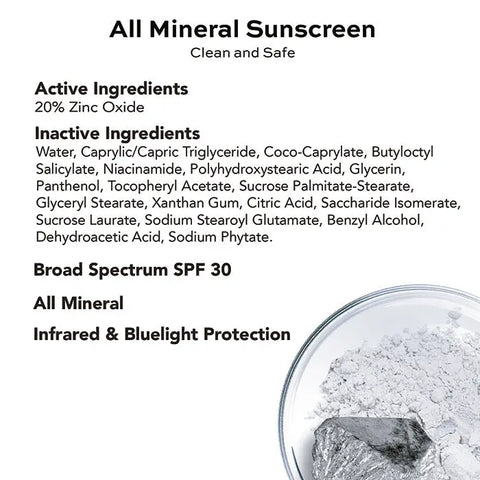 Broad Spectrum SPF 30 Mineral Sheer Face Moisturizer 1.7 Fl Oz – Made in USA Open Formula 