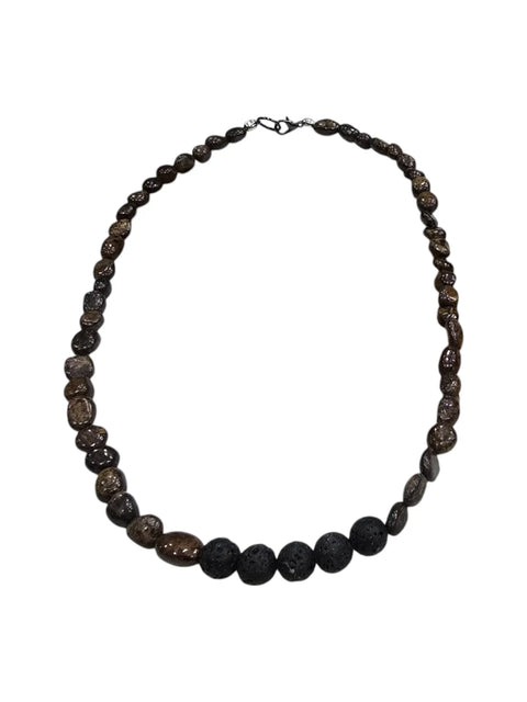 Bronzite and Lava Stone Beaded Necklace – Modern Unisex Jewelry | Crafted in USA with Natural Stones and Adjustable Cord Michelle Marie Boutique  Necklaces
