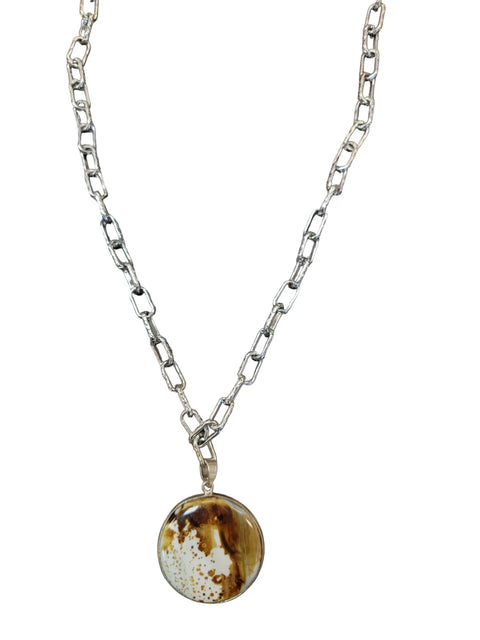 Brown and White Agate Pendant Necklace – Protective Gemstone Jewelry | Made in USA Michelle Marie Boutique  Necklace