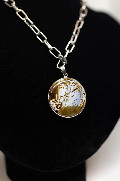 Brown and White Agate Pendant Necklace – Protective Gemstone Jewelry | Made in USA Michelle Marie Boutique  Necklace