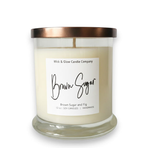 12 oz Brown Sugar Fig Scented Candle – Hand-Poured Soy Wax – Wick and Glow | Made in USA Wick and Glow Candle Company™  Candles