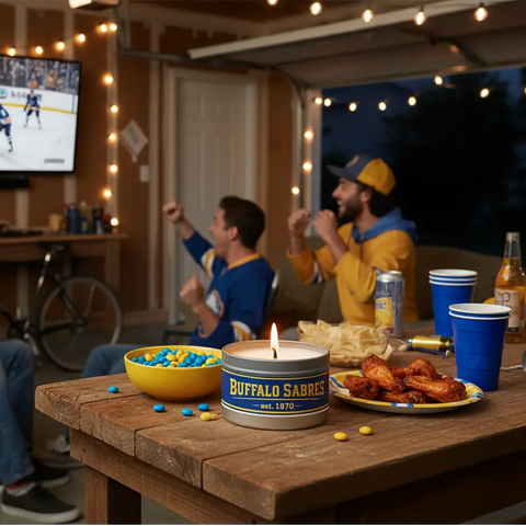 Buffalo Sabres 6.5oz Soy Wax Candle Tin – Hand-Poured Scented Candle with Cotton Wick | Made in USA MorninWood Candles  Candles
